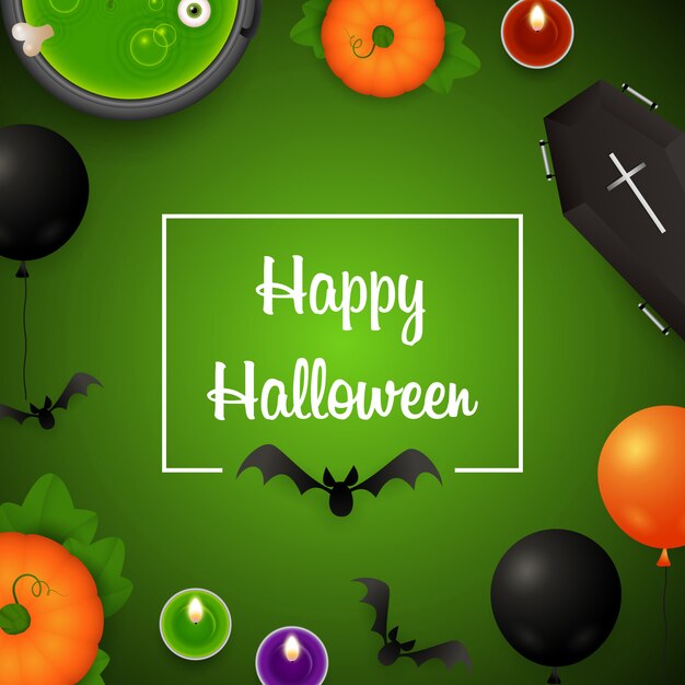 Happy Halloween with balloons and potion