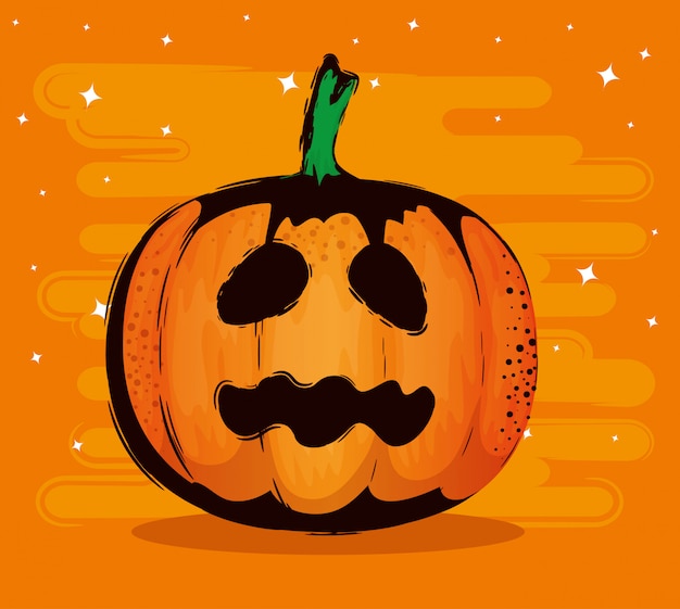 Free vector happy halloween  with pumpkin