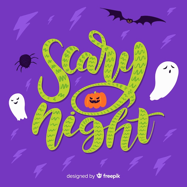 Happy halloween with scary night lettering