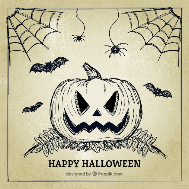 Free Vector happy halloween with a vintage background