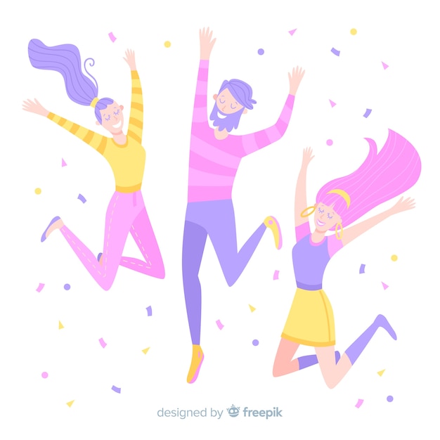 Free Vector happy hand drawn students jumping