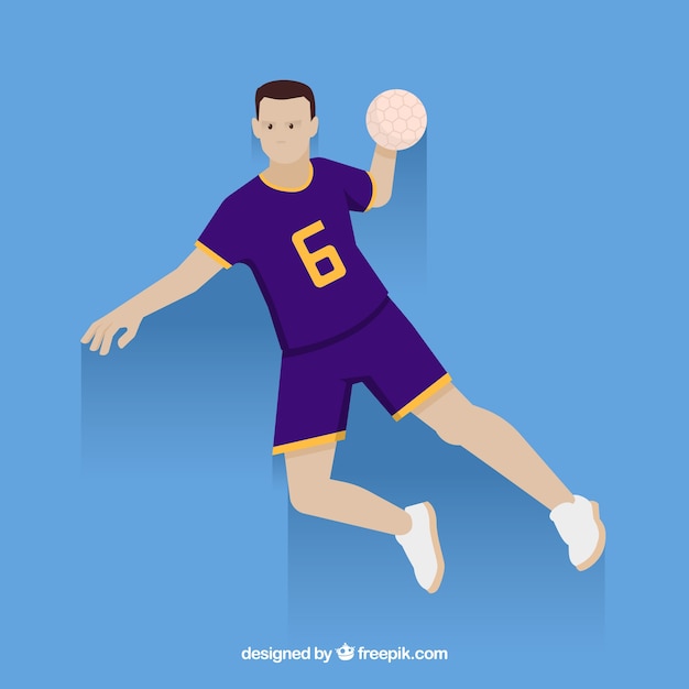 Happy handball player with flat design