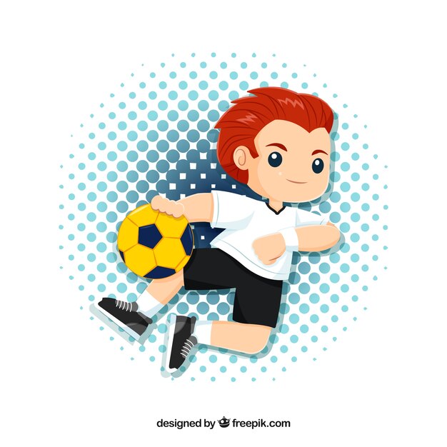 Happy handball player with flat design