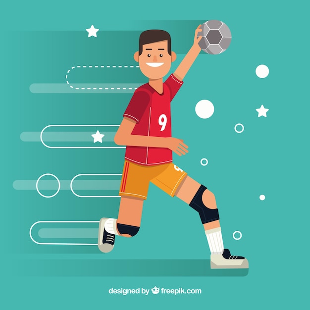 Free Vector happy handball player with flat design