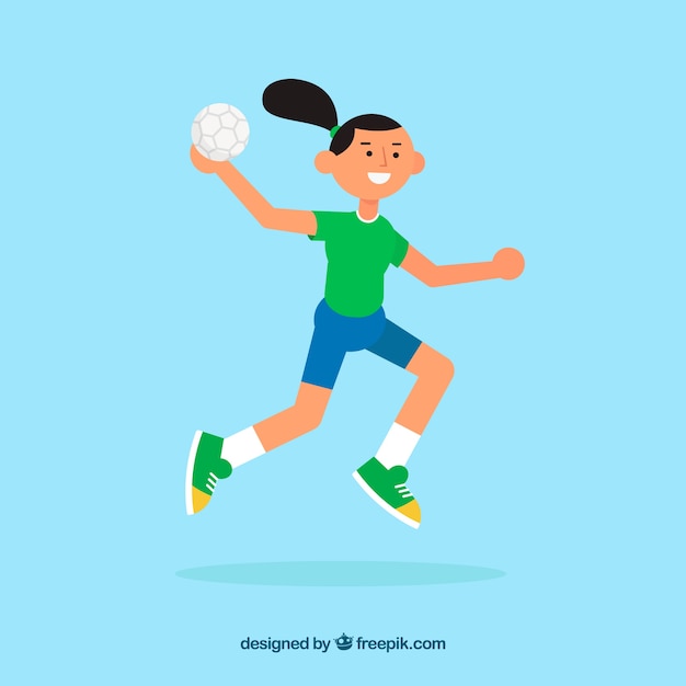 Free Vector happy handball player with flat design