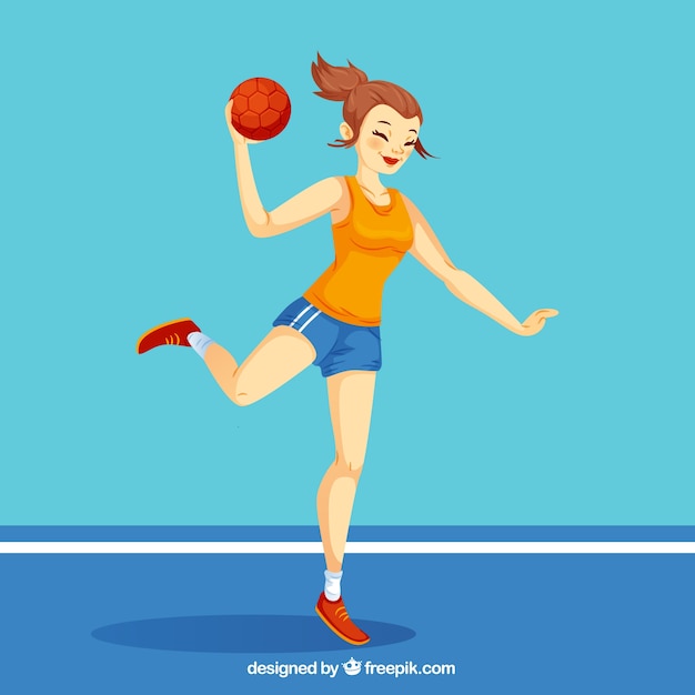 Free Vector happy handball player with flat design