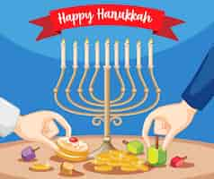 Free vector happy hanukkah banner design