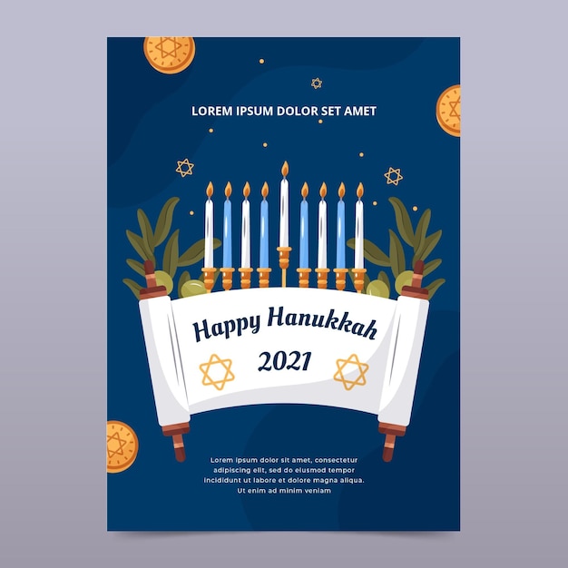 Free Vector happy hanukkah poster design