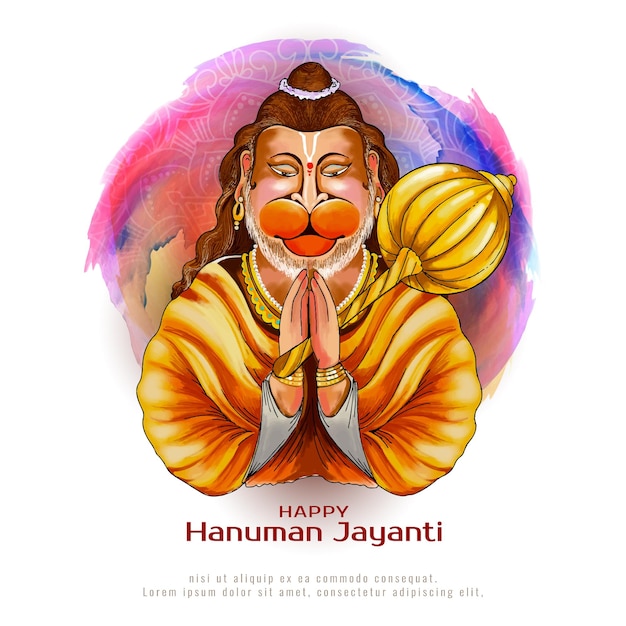 Free vector happy hanuman jayanti festival greeting decorative background