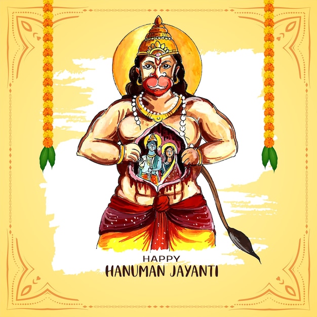 Free vector happy hanuman jayanti indian religious festival background