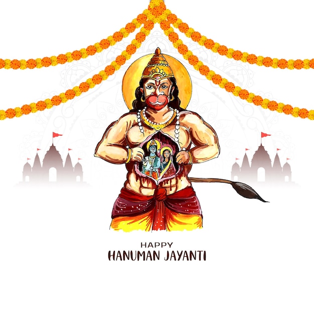 Free Vector happy hanuman jayanti traditional hindu festival card