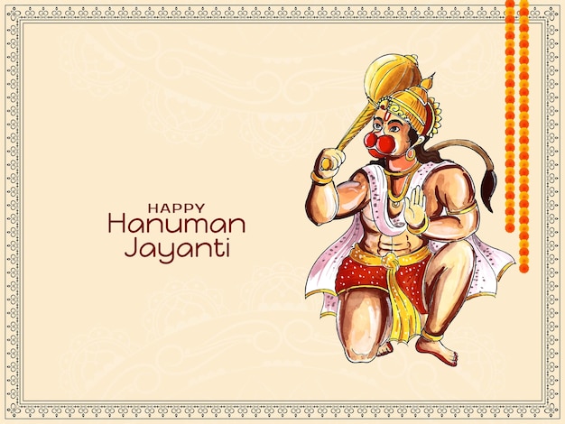 Happy Hanuman Jayanti traditional Hindu festival card