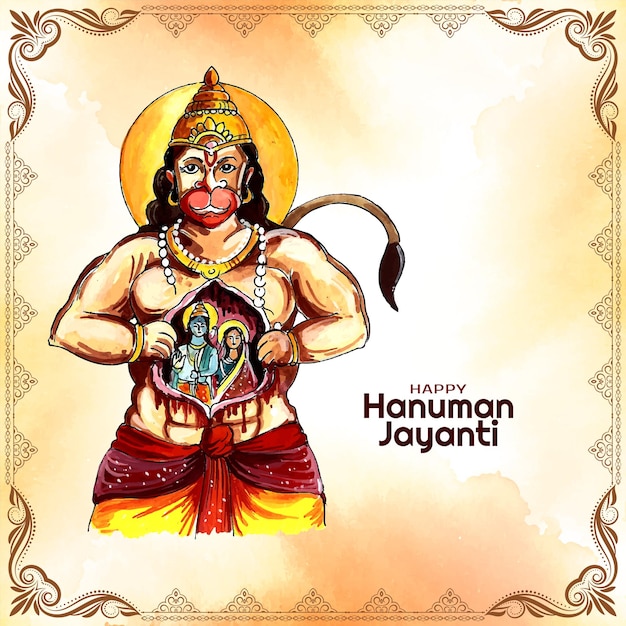 Free vector happy hanuman jayanti traditional indian festival celebration background