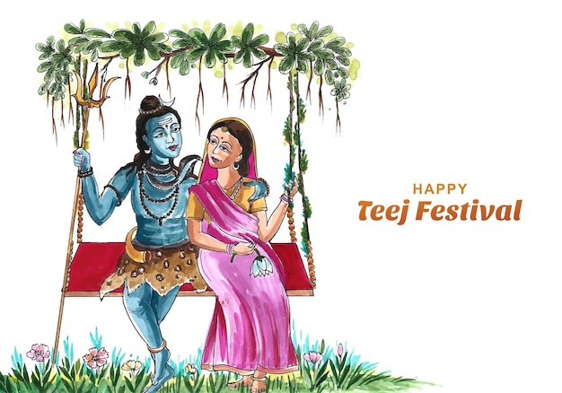 Happy hariyali teej occasion of religious festival shiv parvati card background