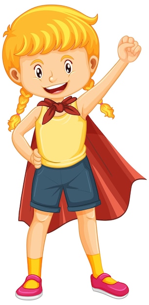 Happy hero girl cartoon character