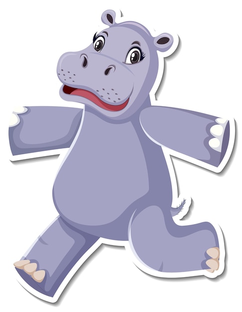 Free vector happy hippopotamus cartoon character on white background