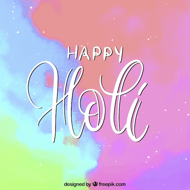 Happy holi background with lettering 