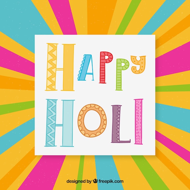 Happy holi background with lettering