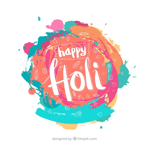 Happy holi background with lettering