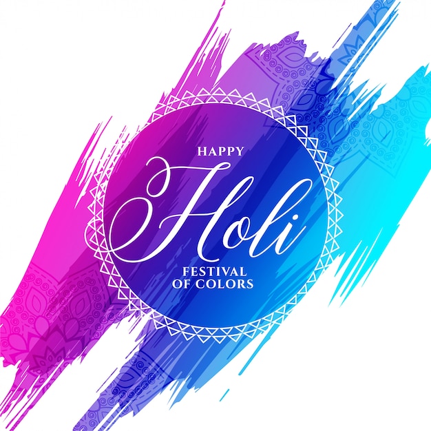 Happy holi colorful brush stroke background