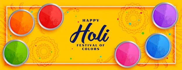 Happy holi colorful festival yellow banner