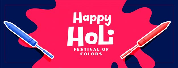 Happy holi festival banner with pichkari color