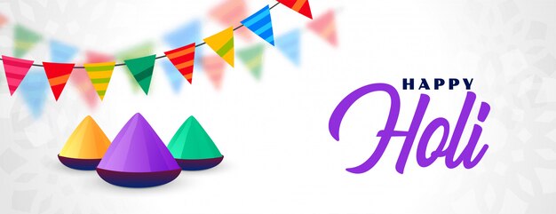 Happy holi festival celebration banner illustration