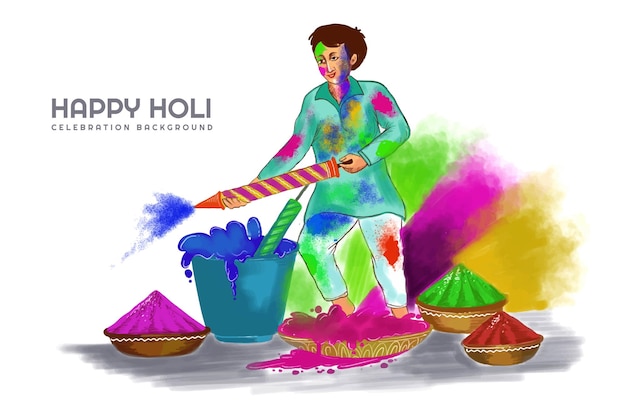 Free vector happy holi festival of colors celebration greetings card design