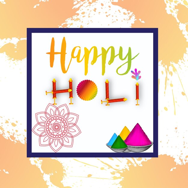 Free vector happy holi greetings beige white yellow colourful indian hinduism festival social media background