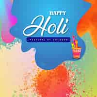 Free vector happy holi greetings blue orange red colourful indian hinduism festival social media background