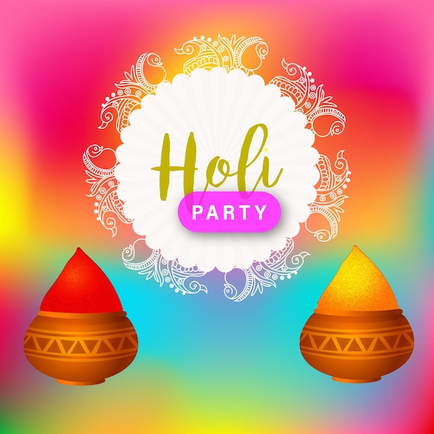 Free vector happy holi greetings pink blue yellow colourful indian hinduism festival social media background