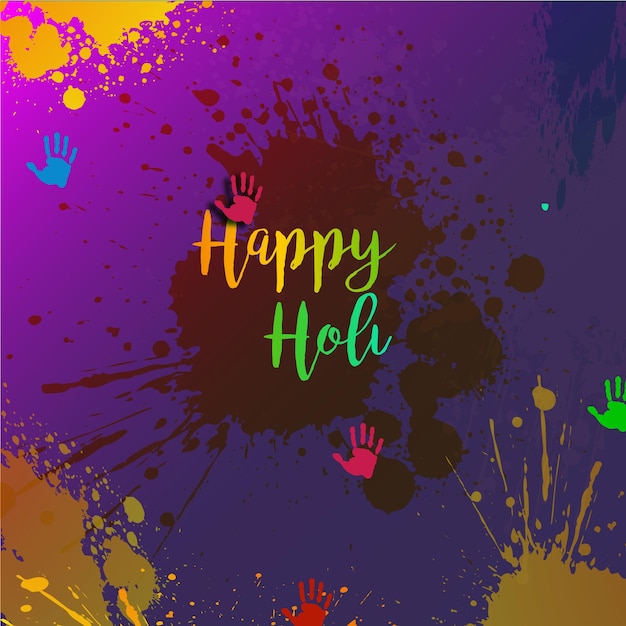 Happy Holi Greetings Purple Yellow Colourful Indian Hindu Festival Social Media Background Banner