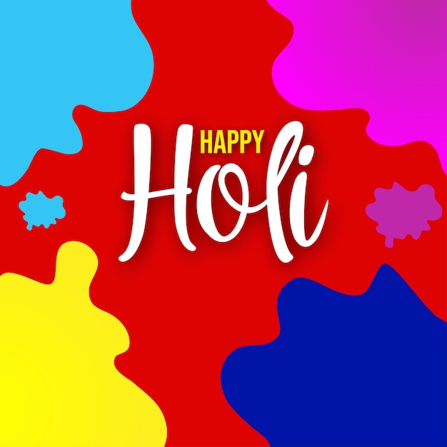 Happy Holi Greetings Red Yellow Blue Colourful Indian Hinduism Festival Social Media Background