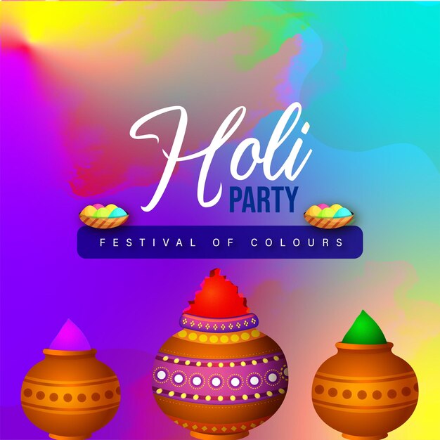 Free vector happy holi greetings violet blue brown colourful indian hinduism festival social media background