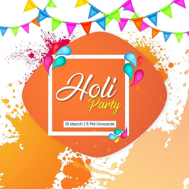 Free vector happy holi greetings white orange beige colourful indian hinduism festival social media background