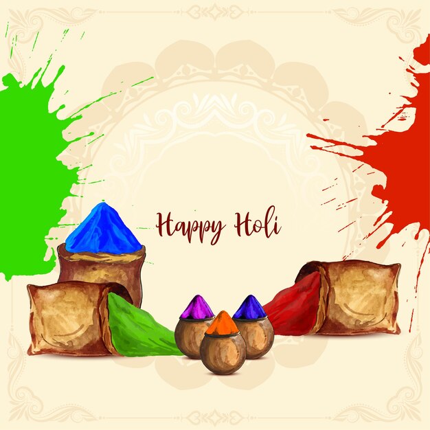 Happy Holi indian cultural festival greeting card design