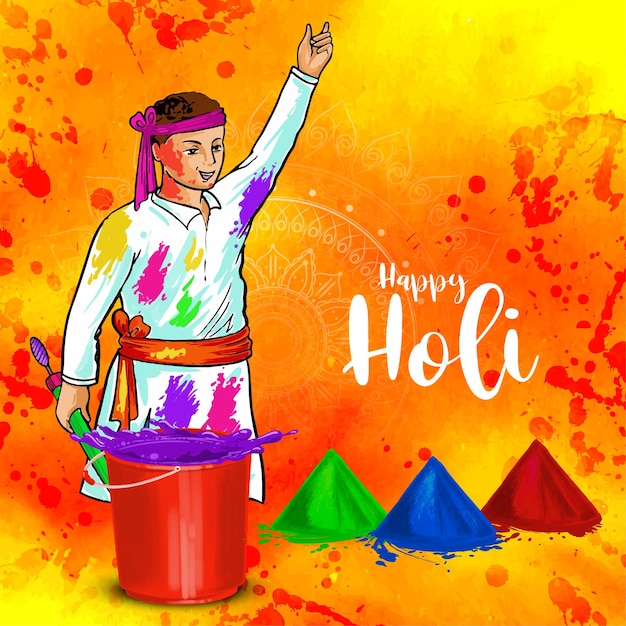 Free vector happy holi indian cultural festival greeting card design