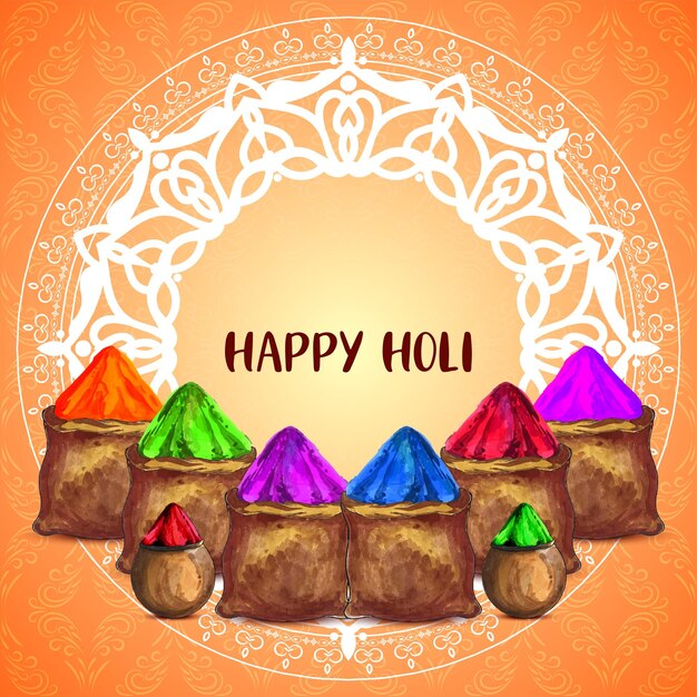 Happy Holi indian festival celebration greeting card design