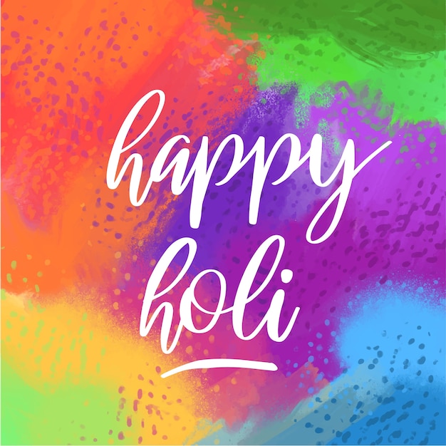 Happy holi lettering with colourful background