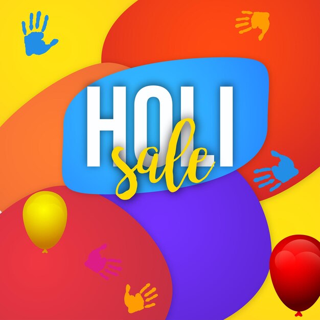 Happy Holi Sale Yellow Red Blue Colourful Indian Hinduism Festival Social Media Background