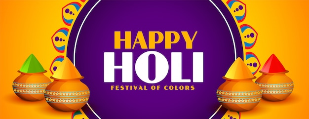 Happy holi stylish festival banner colors