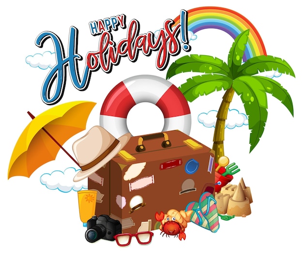 Happy holiday icon with travel element