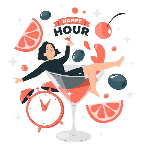 Free Vector happy hour concept illustration