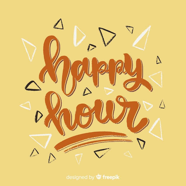 Happy hour lettering with yellow background