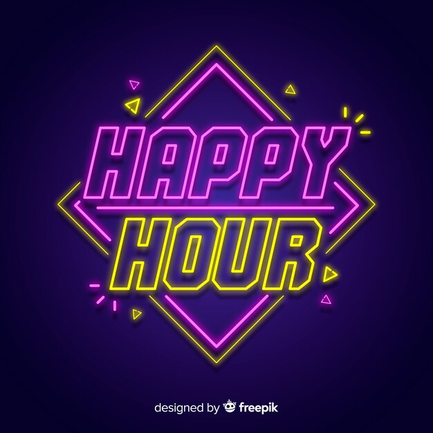 Happy hour neon light sign