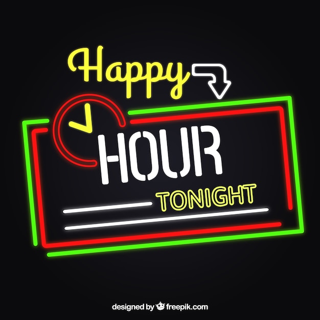 Happy hour neon lights sign