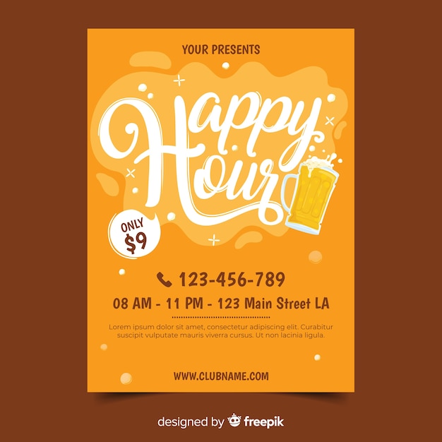 Happy hour poster template