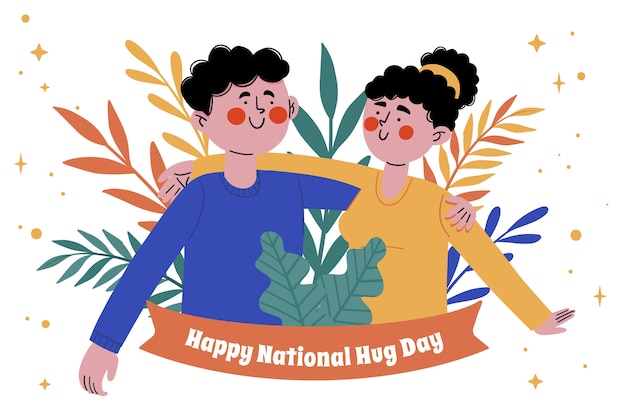 Happy hug day background in hand drawn style