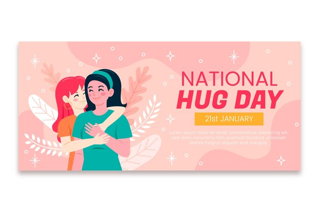 Happy hug day banner template in hand drawn style