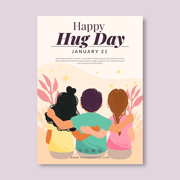 Happy hug day poster template